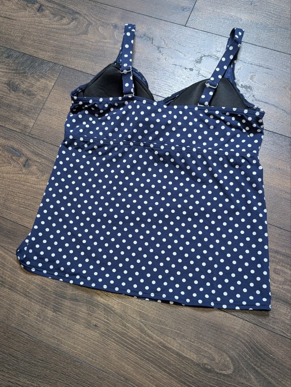 Lands' End Navy and White Polka Dot Tankini Camisole Size 14D - Picture 6 of 7